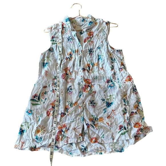 JJill love linen floral print button down sleeveless top. Women’s large petite - Picture 4 of 6